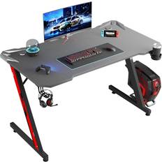 Shahoo Shahoo PC Gaming Desk 32 Inch Z Shaped Carbon Fiber Surface Desktop Computer with Cup Holder & Hook, 32