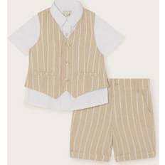 Monsoon Kids' Cooper Stripe Three-Piece Suit, Stone