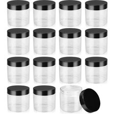 LotFancy Clear Round Cosmetic Jars with Lids for Storage Black