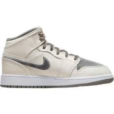 Nike Air Jordan 1 Mid SE GS - Sail/Metallic Gold/Flat Pewter