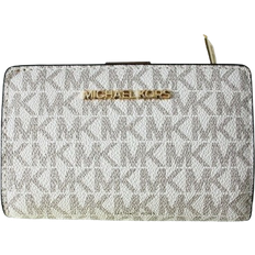 Jet Set Travel Saffiano Leather Bifold Zip Coin Wallet - Vanilla