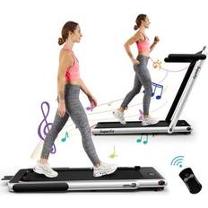 Costway Fitness Machines Costway 2.25HP 2 in 1 Folding Treadmill with APP Speaker Remote Control-Silver