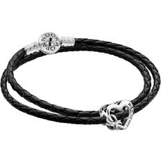 Armbänder Pandora 51520 Set Leder-Armband für Damen mit Charm Love You Mum