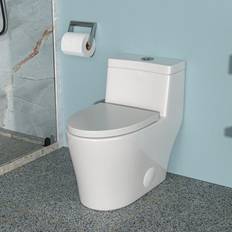 Toilets Simplie Fun Ceramic One Piece Toilet, Dual Flush With Soft Closing Seat