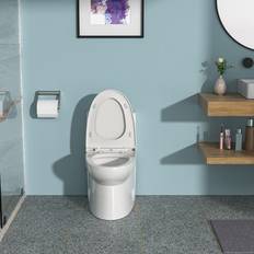 Toilets Simplie Fun Ceramic One Piece Toilet, Dual Flush With Soft Closing Seat