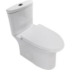 Toilets Simplie Fun Ceramic One Piece Toilet, Dual Flush With Soft Closing Seat