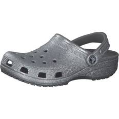 Laced - Men Outdoor Slippers Crocs Classic Sparkly Metallic and Glitter Shoes for Women, Silver