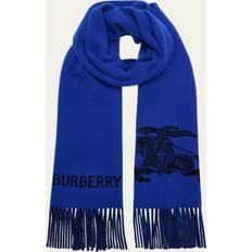 Burberry Men Scarfs Burberry Men's Logo Jacquard Cashmere Scarf Knight/Black Knight/Black One