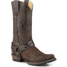 Roper Mens Biker Lug Outlaw Toe Boots Brown