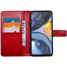 CaseOnline Wallet cover 3-kort Motorola Moto G84 Rød