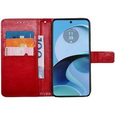 CaseOnline Wallet cover 3-kort Motorola Moto G14 Rød