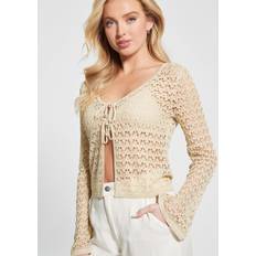 Guess Cardigans Guess Women's Clarissa Tie-Front Cardigan Sweater LIGHT GOLD LUREX