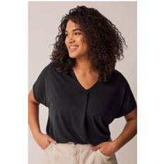 Evans Pleat Front Jersey Top Black