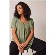 Evans Pleat Front Jersey Top Green