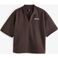 New Balance Polo's New Balance Linear Heritage French Terry Collared Shirt - Black/Coffee