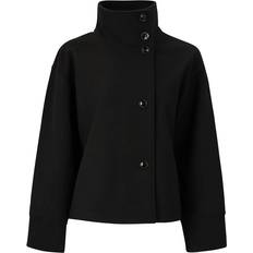 Svarte Ytterklær Gina Tricot Short Felt Jacket - Black