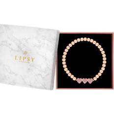 Lipsy Rose Gold Micro Pave Pink Stretch Bracelet Gift Boxed