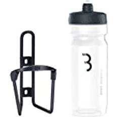 BBB Cycling vattenflaska och hållare kombination universell cykel flaskhållare för vägcykel och MTB lätt aluminium FuelTank och CompTank BBC-03C svart/transparent, 550 ml