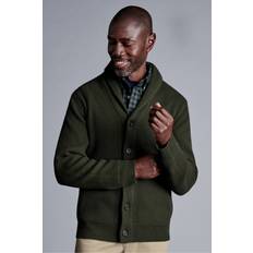 Hombre - Verde Cárdigans Charles Tyrwhitt Merino Chunky Shawl Neck Wool Cardigan - Dark Olive