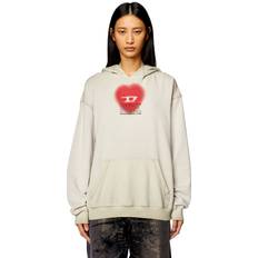 Diesel Hoodie con cuore effetto acquerello Felpe Donna Beige