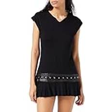 4XL Dresses Spiral Stud Waist Mini Dress - Black
