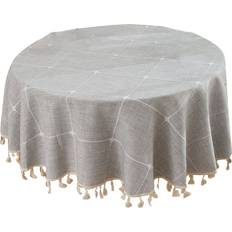 Round Tablecloths Tlily 59inch Rustic Clothes Embroidery Tablecloth Grey