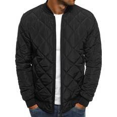 Mens Autumn Jacket Coat Wind Breaker Casual Plaid Men Solid Outerwear Winter Jacket Overcoat Black One