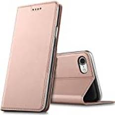 Verco Verco mobilfodral för Apple iPhone 8, iPhone SE 2 skal Premium bokväska flip fodral för iPhone 7/8 SE 2020 skal plånboksfodral pu läderväska [integrerad magnet] Rosa