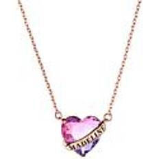 CPS Bold Name Wrapped Iridescent Heart Personalized Necklace Pink Pink