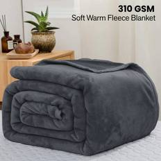 Aspire Homeware Single Fleece Super Soft Blankets Grey, Beige