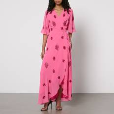 Hope & Ivy Embellished Chiffon Wrap Maxi Dress Pink