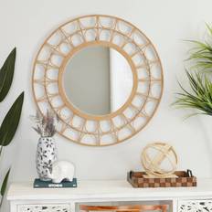 Bamboo Wall Mirrors Olivia & May Bohemian Bamboo Starburst Wall Mirror