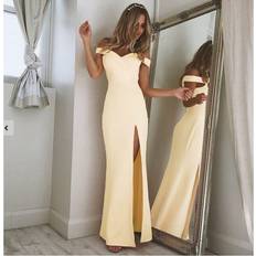 Summer Party Dresses Evening Sexy Slim Maxi Dress Slash Neck Off Shoulder Wedding Guest Dress for Women Brown One
