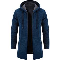 Mid Length Mens Coat Autumn Winter Hooded Knit Sweater Cardigan Slim Versatile Windbreaker Male Tops Ropa De Hombre Multicoloured One