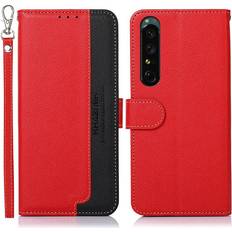 MTK KHAZNEH Sony Xperia 1 V Plånboksfodral Röd/Svart