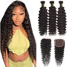 Hair Products Recifeya Wave Bundles with Closure Brazilian Virgin Human Hair Bundles with Curly Wave