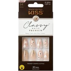 False Nails & Nail Decorations Kiss Premium Classy Press-On Nails Pink & Medium Length Almond Shape 33 Ct.