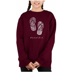 Children's Clothing LA Pop Art Beach Bum Big Girl's Word Crewneck Sweatshirt Maroon