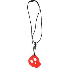 Red Teething Toys Toyandona Sensory Chew Necklace Skull Shaped Chewing Necklace Baby Teether Silicone Teething Biting Pendant Oral Autism Chew Toys Red