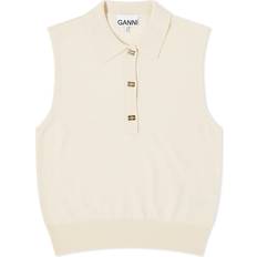 Clothing Ganni Off-White Spread Collar Polo 354 Alabaster Gleam