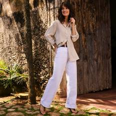 Lands' End Wide Leg Jeans High Waisted Women White