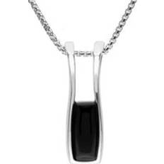 Jewellery C. W. Sellors Sterling Silver Whitby Jet Oblong Channel Set Necklace