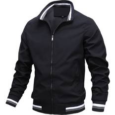 Autumn Casual Jacket Men's Spring Sports Solid Coat Stand Collar Zipper Fitness Casual Wind Breaker Jacket Men Multicoloured One