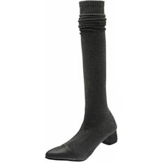 Women Over The Knee High Sock Boots High Heels Nightclub Wedge Heels Woman Stretch Boots Winter Thight Slim Botas Mujer Multicoloured