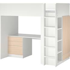 Loftsäng med skrivbord barnrum IKEA SMÅSTAD loftsäng, vit björk/med skrivbord