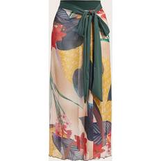 Multifärgade - XXL Baddräkter Shein Plus Floral Print V Neck One-Piece Swimsuit With Cover-Up Skirt