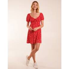 Blue Vanilla Sweet Heart Neck Floral Mini Dress RED