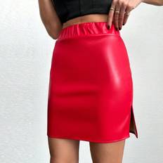 Shein Kjolar Shein Women's Solid Color Side Slit Skirt