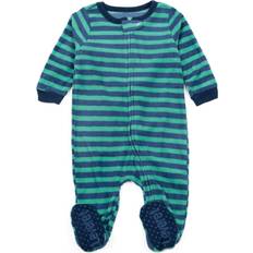 Stripes Nightwear Leveret Kids Footed Fleece Pajamas Striped