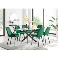 Samt Tischgruppen Box Leonardo Black Leg Dining Set